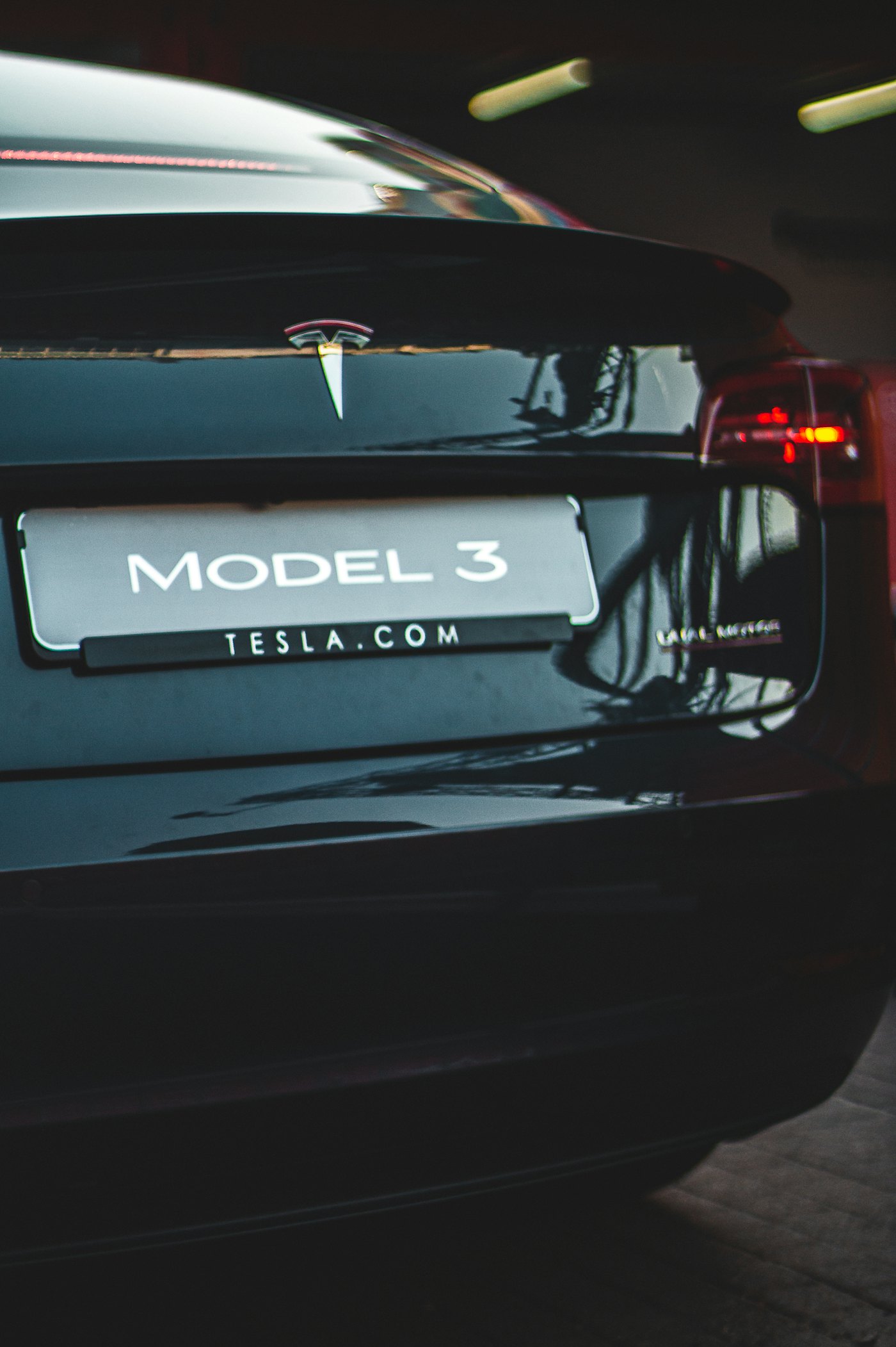 Sleek electric vehicle, three-quarter view